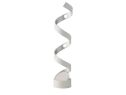 Ausgefallene LED Tischleuchte HELIX Weiß / Silber groß, Höhe 66cm