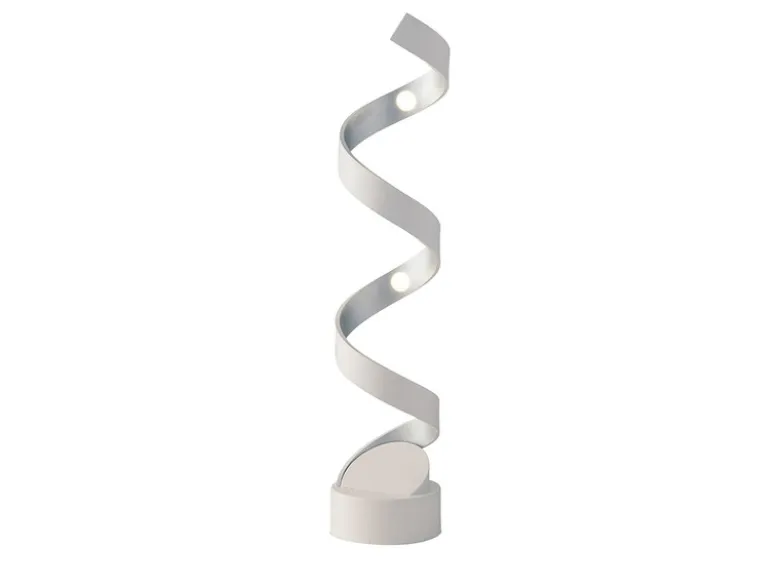 Ausgefallene LED Tischleuchte HELIX Weiß / Silber groß, Höhe 66cm