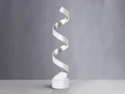 Ausgefallene LED Tischleuchte HELIX Weiß / Silber groß, Höhe 66cm