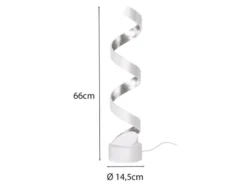 Ausgefallene LED Tischleuchte HELIX Weiß / Silber groß, Höhe 66cm