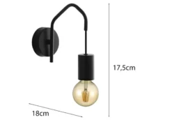 Ausgefallene LED Wandlampe 1-flammig Metall Schwarz, Höhe 17,5cm