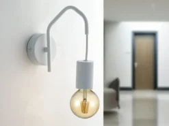 Ausgefallene LED Wandlampe 1-flammig Metall Weiß, Höhe 17,5cm