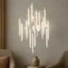 Ausgefallene LED Wandlampe Silber Chrom mit Kristall, Höhe 60cm