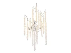 Ausgefallene LED Wandlampe Silber Chrom mit Kristall, Höhe 60cm