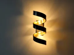 Ausgefallene LED Wandleuchte HELIX Schwarz / Gold, Höhe 26cm