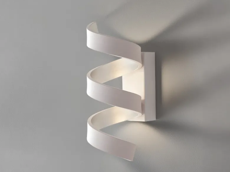 Ausgefallene LED Wandleuchte HELIX Weiß / Silber, Höhe 26cm