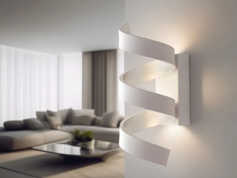 Ausgefallene LED Wandleuchte HELIX Weiß / Silber, Höhe 26cm