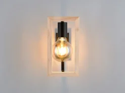 Ausgefallene LED Wandleuchte mit Rahmen aus Naturholz, Höhe 25cm
