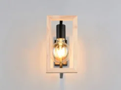 Ausgefallene LED Wandleuchte mit Rahmen aus Naturholz, Höhe 25cm