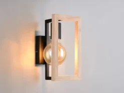 Ausgefallene LED Wandleuchte mit Rahmen aus Naturholz, Höhe 25cm