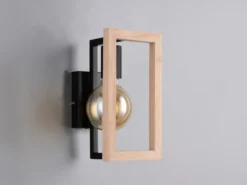Ausgefallene LED Wandleuchte mit Rahmen aus Naturholz, Höhe 25cm