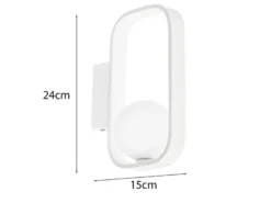 Ausgefallene LED Wandleuchte Weiß mit Glaskugel Opalweiß, Höhe 24cm