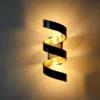 Ausgefallene LED Wandleuchte 2er Set Schwarz / Gold, Höhe 26cm