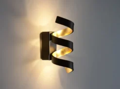Ausgefallene LED Wandleuchte 2er Set Schwarz / Gold, Höhe 26cm