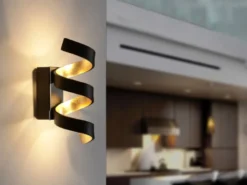 Ausgefallene LED Wandleuchte 2er Set Schwarz / Gold, Höhe 26cm
