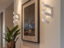 Ausgefallene LED Wandleuchte 2er Set Weiß / Silber, Höhe 26cm