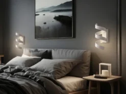 Ausgefallene LED Wandleuchte 2er Set Weiß / Silber, Höhe 26cm