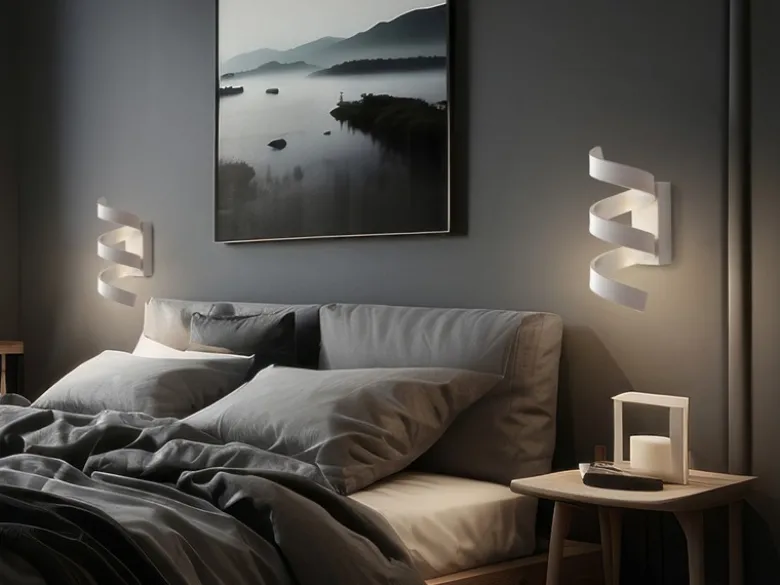 Ausgefallene LED Wandleuchte 2er Set Weiß / Silber, Höhe 26cm