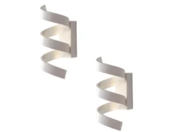 Ausgefallene LED Wandleuchte 2er Set Weiß / Silber, Höhe 26cm