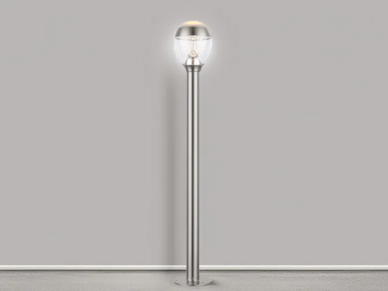 Ausgefallene LED Wegeleuchte CALLISTO aus Edelstahl in Silber, Höhe 99cm