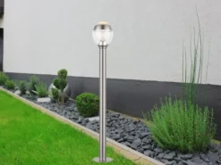 Ausgefallene LED Wegeleuchte CALLISTO aus Edelstahl in Silber, Höhe 99cm
