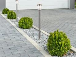 Ausgefallene LED Wegeleuchte CALLISTO aus Edelstahl in Silber, Höhe 99cm