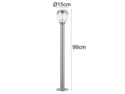 Ausgefallene LED Wegeleuchte CALLISTO aus Edelstahl in Silber, Höhe 99cm