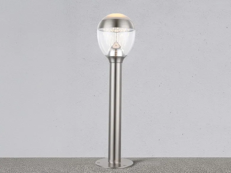 Ausgefallene LED Wegeleuchte CALLISTO aus Edelstahl in Silber, Höhe 59cm