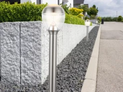 Ausgefallene LED Wegeleuchte CALLISTO aus Edelstahl in Silber, Höhe 59cm