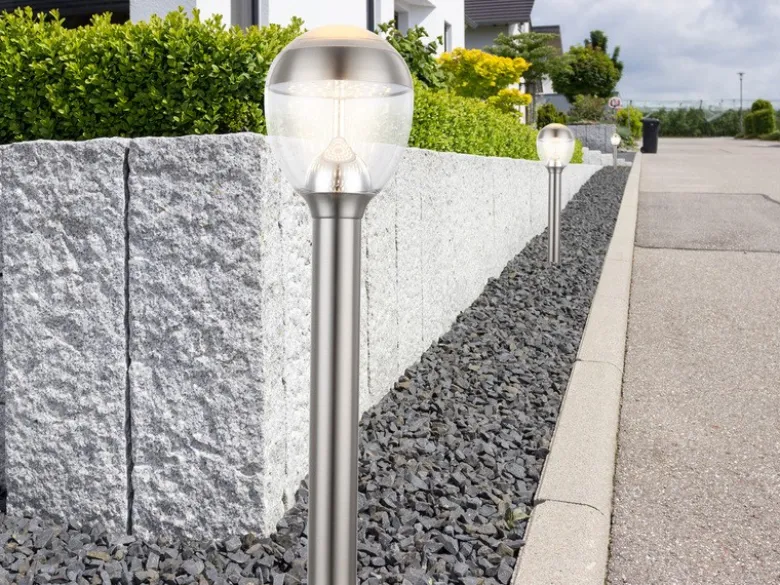 Ausgefallene LED Wegeleuchte CALLISTO aus Edelstahl in Silber, Höhe 59cm