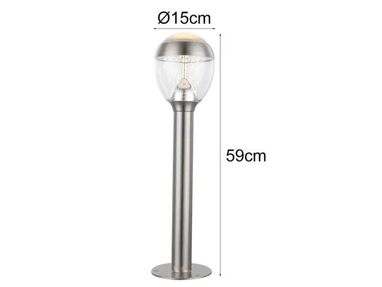 Ausgefallene LED Wegeleuchte CALLISTO aus Edelstahl in Silber, Höhe 59cm