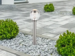 Ausgefallene LED Wegeleuchte CALLISTO aus Edelstahl in Silber, Höhe 59cm