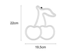Ausgefallene Neon LED Wandlampe Kirschen mit USB Kabel & Netzteil, Höhe 22cm