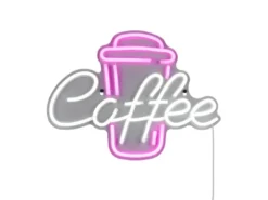 Ausgefallene Neon LED Wandlampe Café mit USB Kabel & Netzteil, Breite 40cm