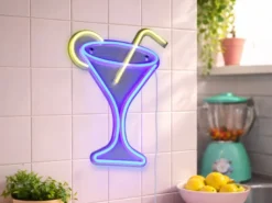 Ausgefallene Neon LED Wandleuchte CHEERS mit USB Kabel & Schalter, Höhe 43cm