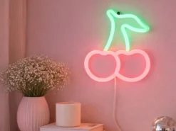 Ausgefallene Neon LED Wandleuchte CERISE mit USB Kabel & Schalter, Höhe 22cm