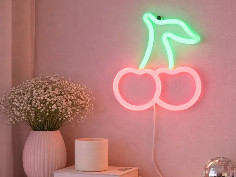 Ausgefallene Neon LED Wandleuchte CERISE mit USB Kabel & Schalter, Höhe 22cm