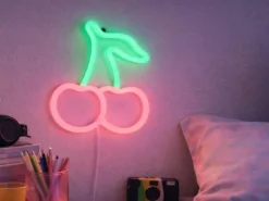 Ausgefallene Neon LED Wandleuchte CERISE mit USB Kabel & Schalter, Höhe 22cm