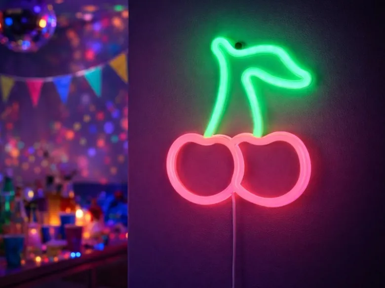 Ausgefallene Neon LED Wandleuchte CERISE mit USB Kabel & Schalter, Höhe 22cm