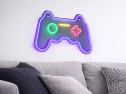 Ausgefallene Neon LED Wandleuchte GAMER mit USB Kabel & Schalter, Breite 41cm