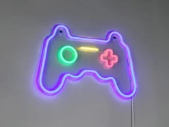 Ausgefallene Neon LED Wandleuchte GAMER mit USB Kabel & Schalter, Breite 41cm