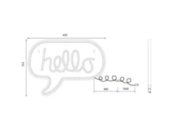 Ausgefallene Neon LED Wandleuchte HELLO mit USB Kabel & Schalter, Breite 43cm