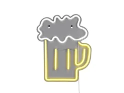 Ausgefallene Neon LED Wandleuchte BEER mit USB Kabel & Schalter, Höhe 36cm