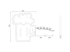 Ausgefallene Neon LED Wandleuchte BEER mit USB Kabel & Schalter, Höhe 36cm