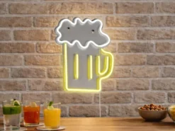 Ausgefallene Neon LED Wandleuchte BEER mit USB Kabel & Schalter, Höhe 36cm