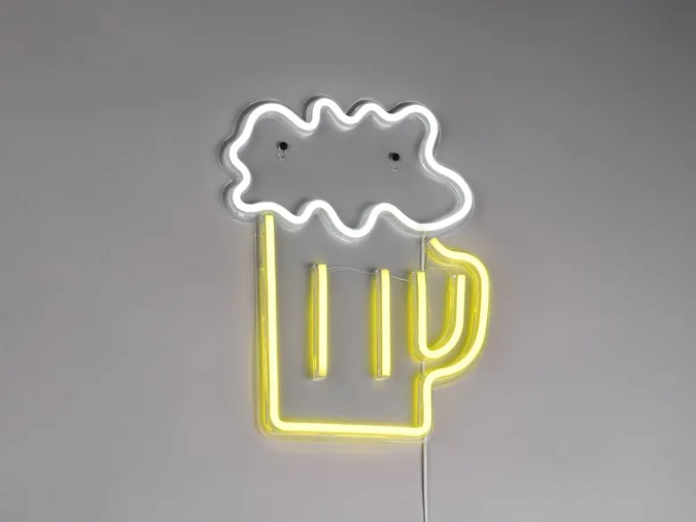 Ausgefallene Neon LED Wandleuchte BEER mit USB Kabel & Schalter, Höhe 36cm