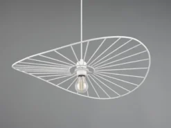 Ausgefallene Pendelleuchte CHAPEAU, Lampenschirm Weißer Draht, Ø 60cm