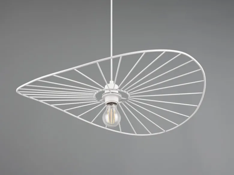 Ausgefallene Pendelleuchte CHAPEAU, Lampenschirm Weißer Draht, Ø 60cm