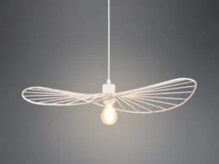 Ausgefallene Pendelleuchte CHAPEAU, Lampenschirm Weißer Draht, Ø 60cm