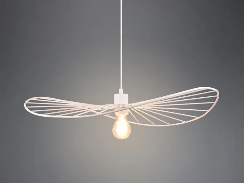 Ausgefallene Pendelleuchte CHAPEAU, Lampenschirm Weißer Draht, Ø 60cm